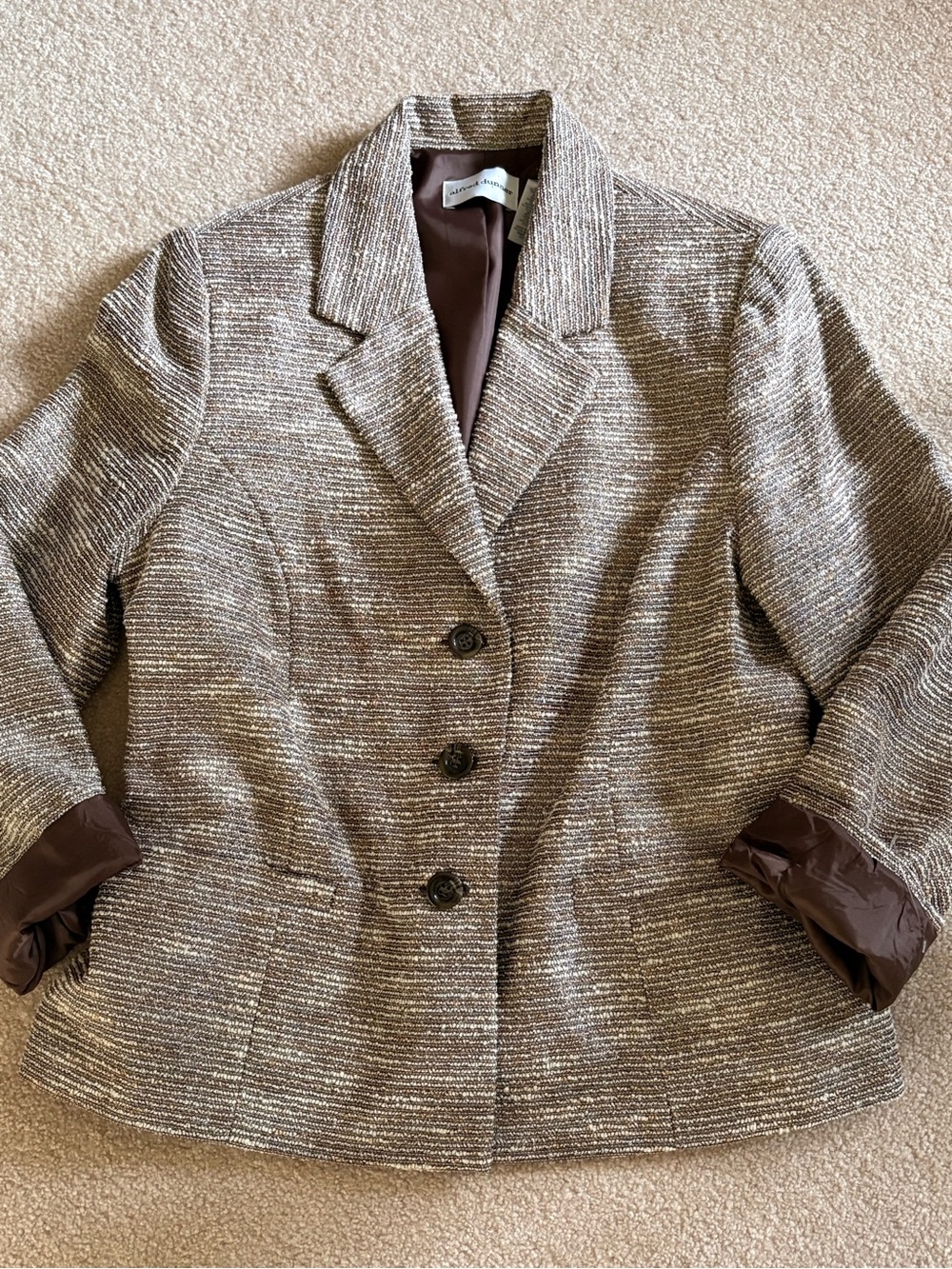 Gorgeous Shimmer / Metallic Knit Blazer Fully Lined—Neutral Brown Tones - Picture 4 of 5